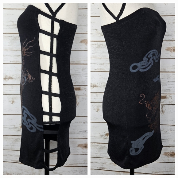 Leg Avenue Tube Dress Elastic Side Slits Size 0/Small - Picture 3 of 4